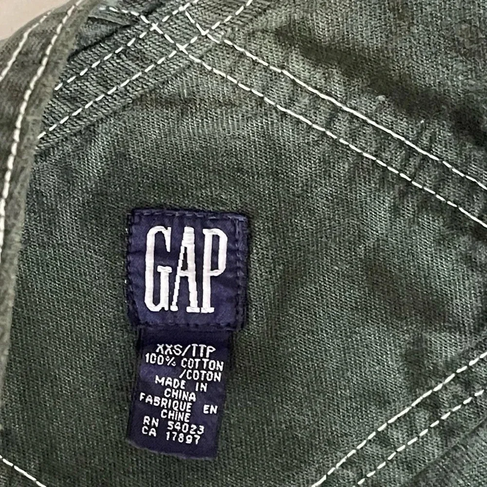 Gap Overalls Kids XXS Green Carpenter Contrast Stitch Utility Bibs